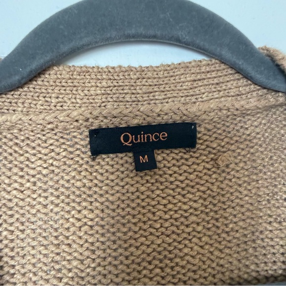 Quince Cotton-Linen Relaxed Cardigan Sweater in Camel Size Medium - Picture 8 of 13